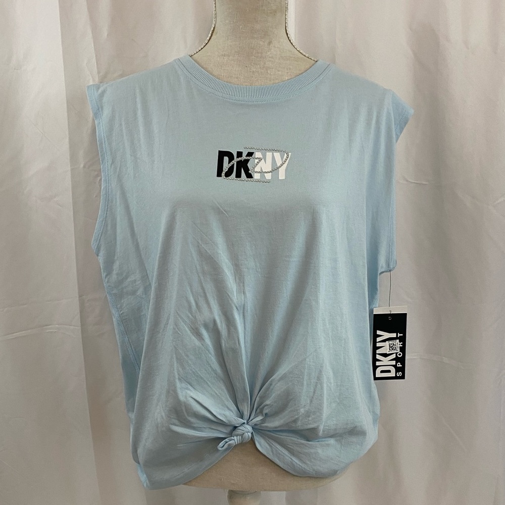 NWT DKNY Sport szXL sleeveless workout t-shirt with knot detail…